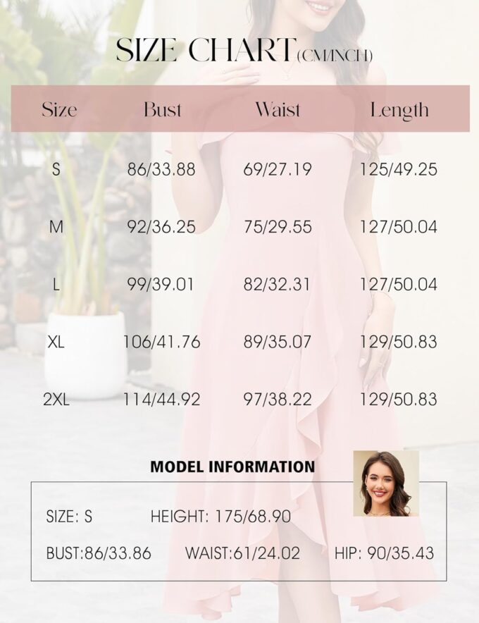 Aupuls Women Chiffon Off Shoulder Formal Dresses High Low Ruffle Midi Cocktail Wedding Guest Dress – Bild 6