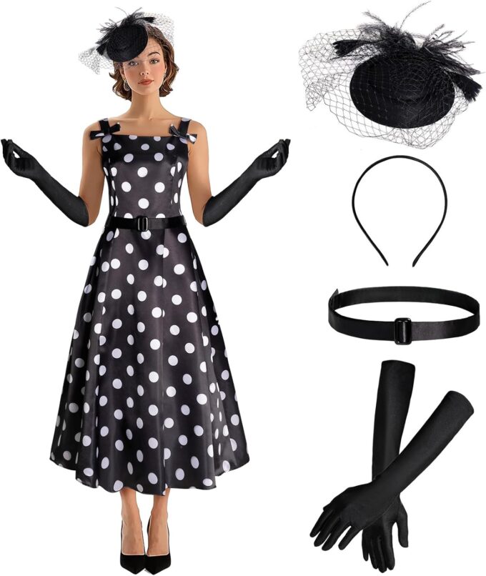 Women's 1950s Audrey Hepburn Style Dress Vintage Swing Cocktail Dresses Tea Party Outfits