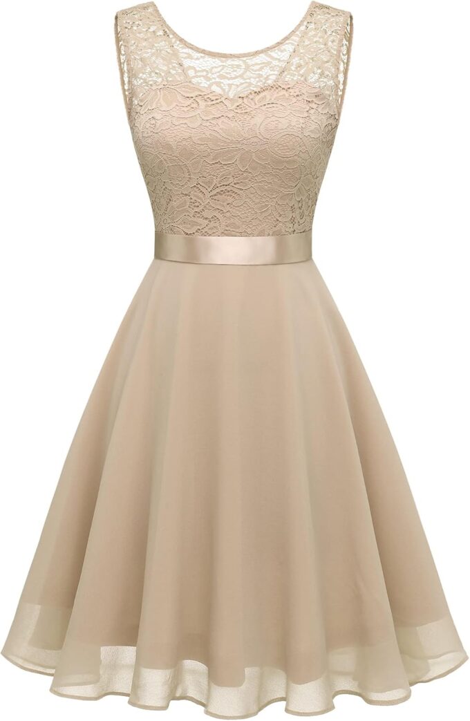 BeryLove Women's Cocktail Dresses | Prom,Sleeveless,Flowy A Line,Wedding Guest Lace Formal Dresses