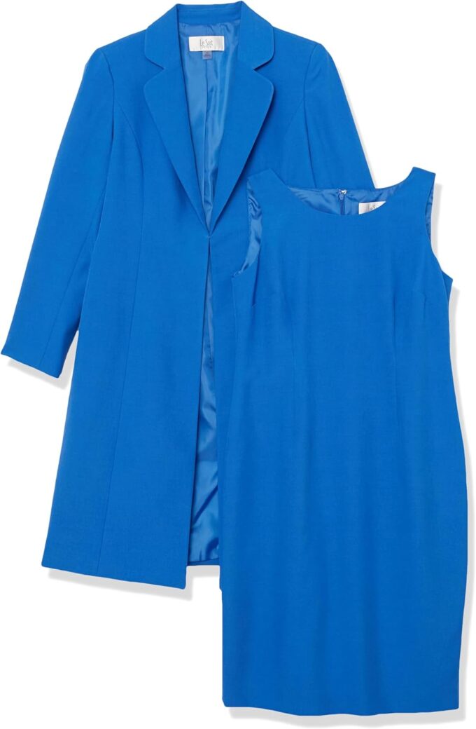 Le Suit Damen Lange Topper-Jacke & Etuikleid Abendanzug-Set