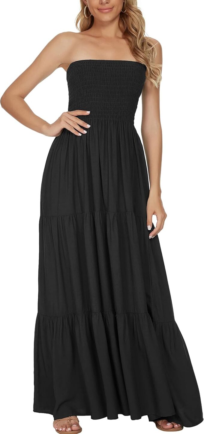 Women's Summer Strapless Tube Top Maxi Dresses Off Shoulder Boho Beach Long Dress – Bild 6