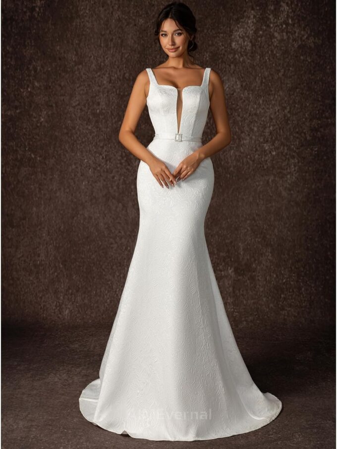 Wedding Dress Elegant Royal Style for Women,Jacquard Dress for Summer Garden Wedding,Lightweight Wedding Bridal Dress – Bild 2