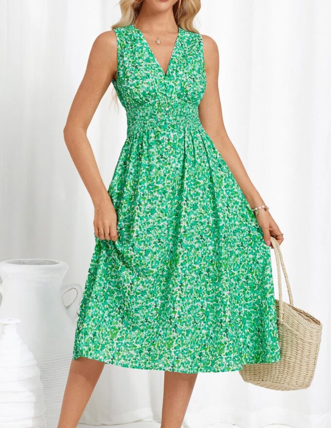 GRACE KARIN Women's 2025 Casual Summer Tank Dress V Neck Sleeveless Midi Floral Beach Dress with Pockets – Bild 5