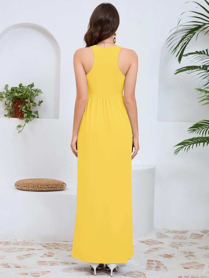 DEARCASE Women's Sleeveless Maxi Dress Casual Plain Loose Summer Vacation Beach Long Dresses with Pockets – Bild 2
