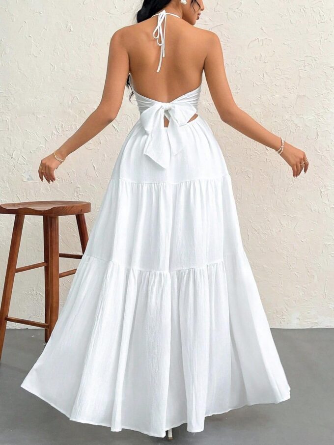 Narecte Women's Maxi Summer Dresses Halter V Neck Beach Dresses for Women A-Line Casual Dress for Vacation – Bild 3