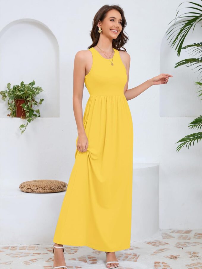 DEARCASE Women's Sleeveless Maxi Dress Casual Plain Loose Summer Vacation Beach Long Dresses with Pockets – Bild 4