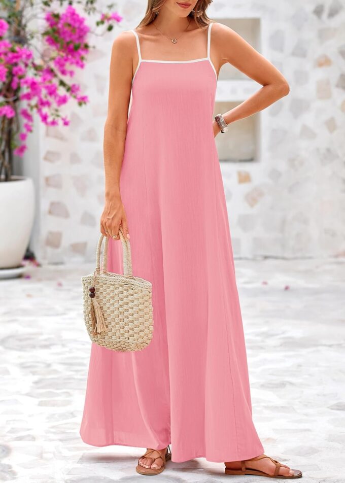 KIRUNDO Women Summer Maxi Sundress 2025 Boho Spaghetti Strap Sleeveless Casual Loose Flowy A Line Beach Vacation Dress – Bild 5
