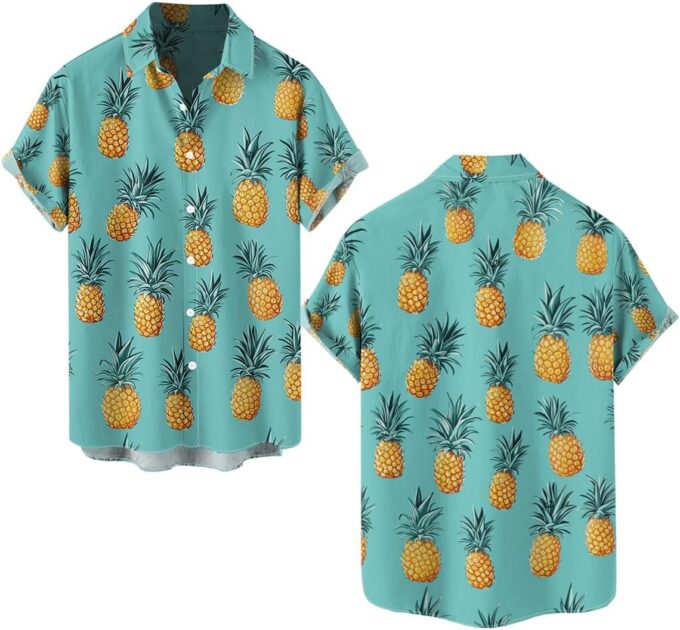 DRESSFO Matchable Couples' Outfit Tiled Pineapple Print Men's Shirt Or Women's Spaghetti Strap Dress – Bild 4