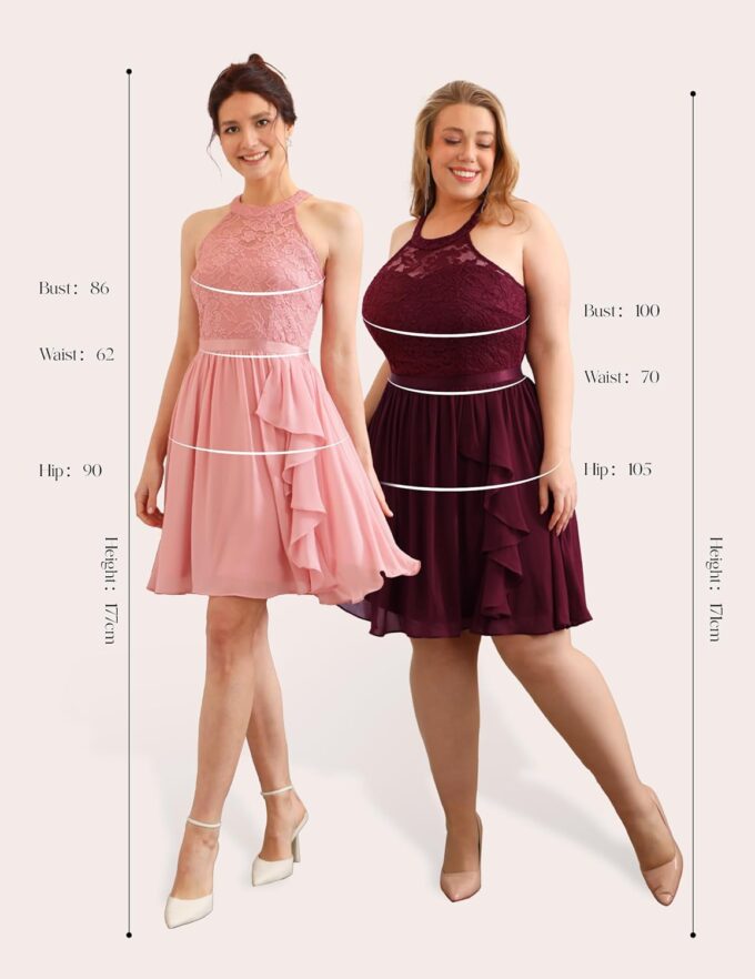 Wedtrend Women's Bridesmaid Dresses, Halter Sleeveless Cocktail Dress Ruffle A Line Short Prom Dress 2025 – Bild 6