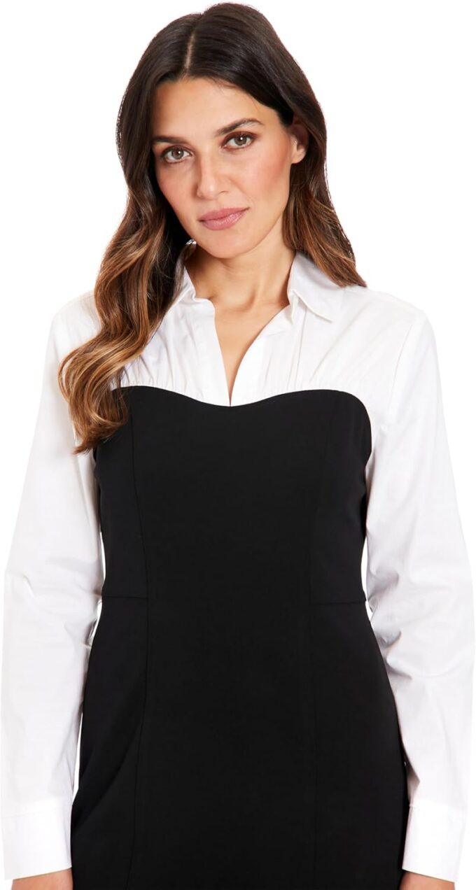London Times Damen Mixed Media Sweetheart Sheath Dress Kleider – Bild 4