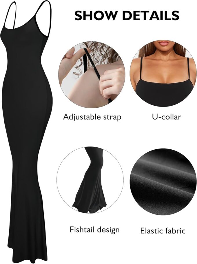 Buauty Womens Summer Dress Bodycon Maxi Dress Sleeveless Casual Long Dresses 2025 Spaghetti Strap Slip Elegant Evening Party – Bild 3