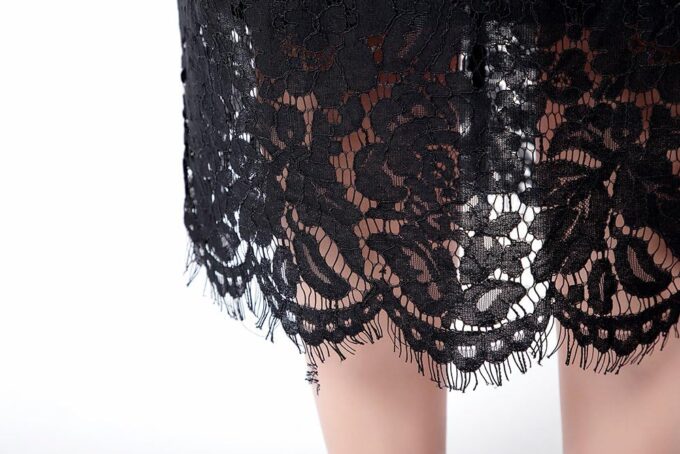 Eternatastic Women's Floral Lace Long Sleeve Plus Size Lace Dress Black – Bild 7