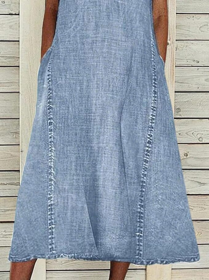 loveimgs Women Summer Sleeveless Denim Midi Dress Jean Jumper A Line Tunic Sundress Western Long Shift Tank Dress 2025 – Bild 3
