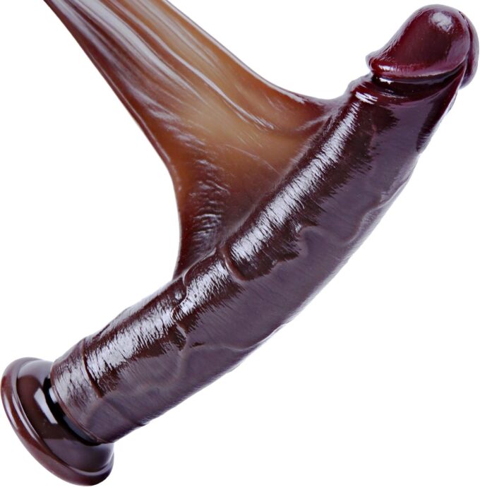 26 cm realistisches bewegliches Vorhaut-Schwarz-Dildo,mit Saugfuß,Zwei Layer Flüssiges Silikon realistisches langes Anus-Dildo, extra großer G-Punkt Dildo dicker Penis Strap-On für Männer Frauen Paare
