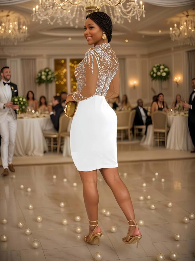 Sparkling Rhinestone Bodycon Dress for Women Special Occasions,Night Out – Bild 5
