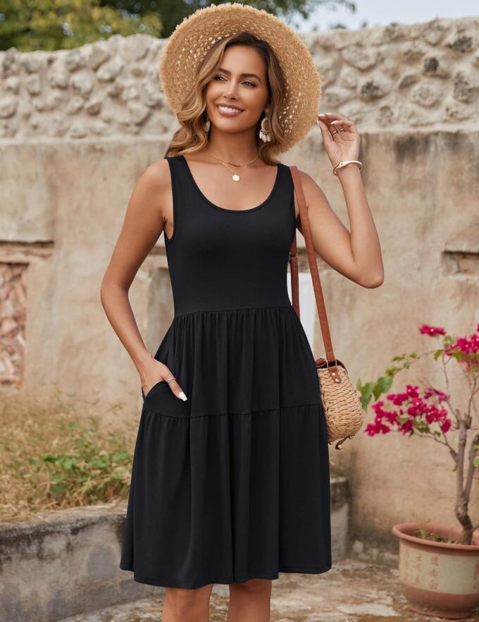 Zeagoo Womens Summer Sundress Boho Floral Casual Tank Dresses with Pockets Sleeveless Tiered Swing A Line Beach Dress – Bild 2