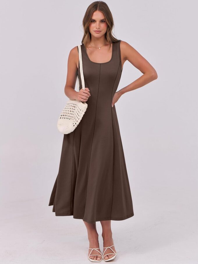 ANRABESS Womens Summer Casual Sleeveless Midi Dresses Scoop Neck Fit & Flare A-Line Flowy Long Sundress Beach Outfits – Bild 5