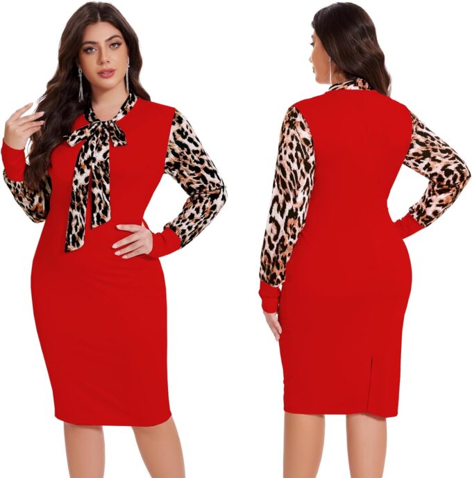 Klassisches Kirchenkleid für Damen, Glockenärmel, Vintage-Stil, für Arbeit, Cocktail, Business, Split-Bleistiftkleid – Bild 4