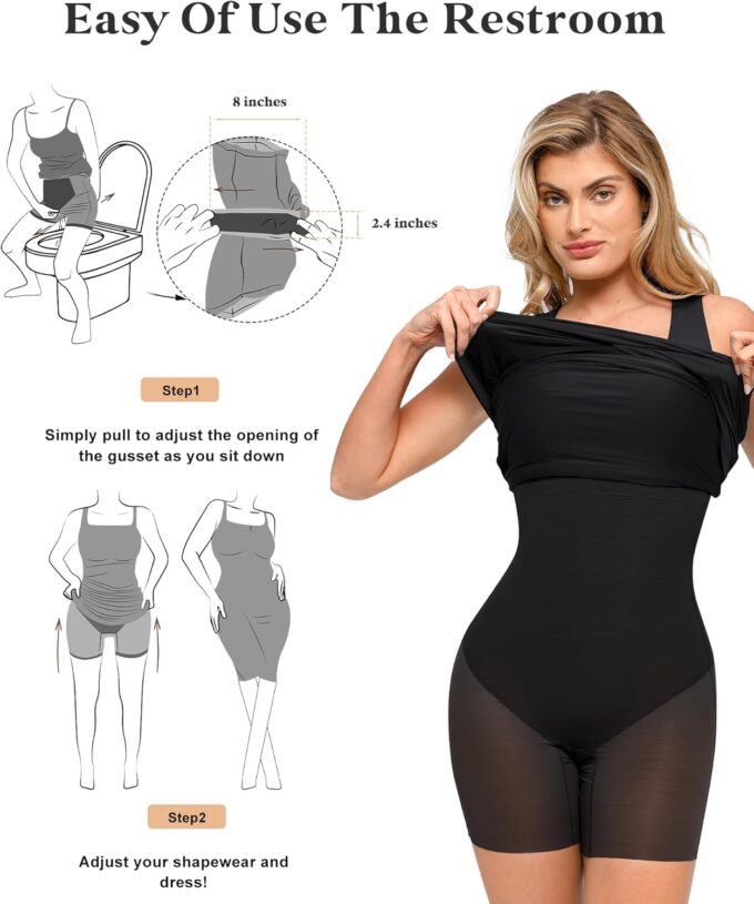 Popilush Mini Dresses for Women U-Neck Shapewear Tummy Control Bodycon Ruched Dress Party Club Date Night Going Out – Bild 5