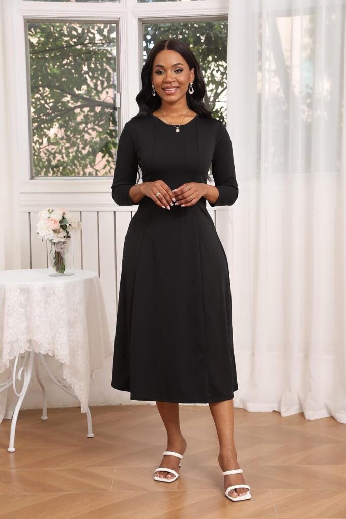 LightlyKiss Damen-Bleistiftkleid, modisch, figurbetont, Kirchenkleid, lässig, Büro, Arbeitskleidung – Bild 6