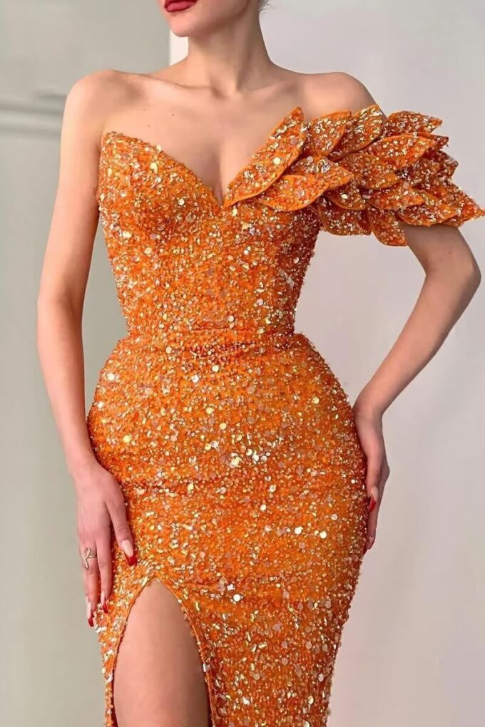 Sequin Prom Dresses 2025 Sparkly One Shoulder Mermaid Evening Gonws Formal Party Bridesmaid Dresses for Wedding – Bild 2