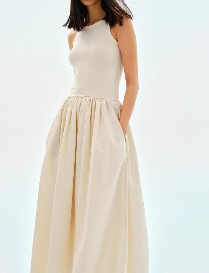 MISSACTIVER Crewneck Sleeveless Maxi Dress for Women Summer Flowy Patchwork Tank Top Long Dresses with Pockets – Bild 3
