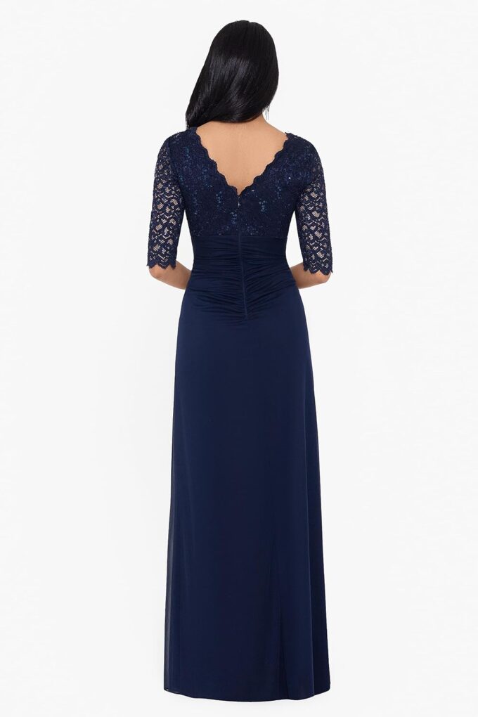 Betsy & Adam Women's Floor-Length, 3/4 Sleeve, Embellished, with Fitted Silhouette – Bild 2