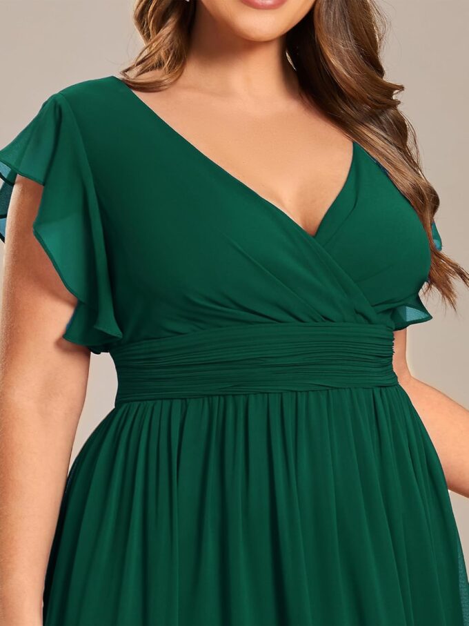 Ever-Pretty Plus Women's Summer Chiffon Ruffles Sleeve Pleated Back Cutout Plus Size Bridesmaid Dresses Formal Gowns – Bild 5