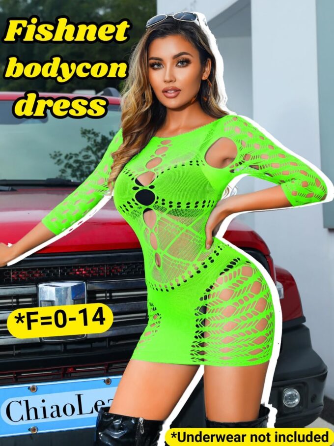 Rave Glow Party Outfits, Sheer Mesh Mini Dress, Size Fits 0-12 – Bild 2