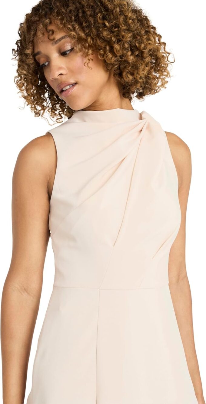 Maggy London Women's Sleeveless Midi High Mock Neck Gathered Detail-Fitted Waist A-line Skirt-Elegant Formal Dresses – Bild 5