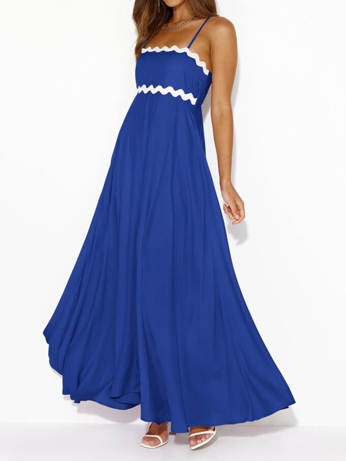 PRETTYGARDEN Womens Spaghetti Strap Maxi Dresses 2025 Summer Casual Square Neck Smocked Boho A Line Long Flowy Beach Sundress – Bild 3