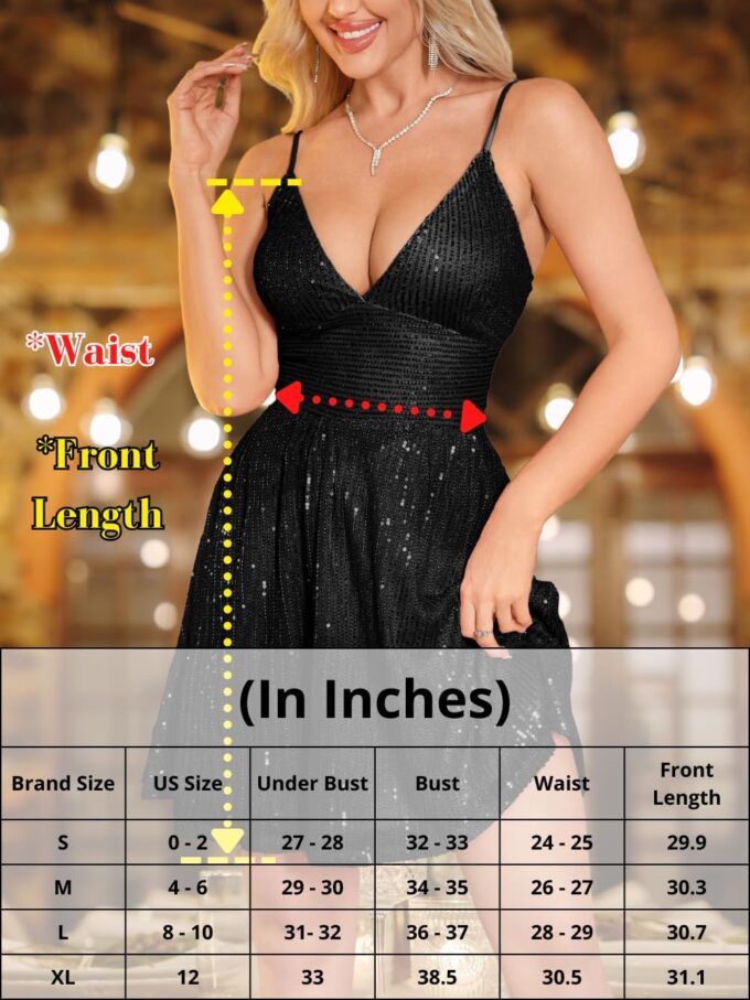Kaei&Shi Sexy Sequin Dress,Deep V Backless Corset Dresses,Glitter Sparkly Outfits for Women Birthday Party Cocktail Nye – Bild 7