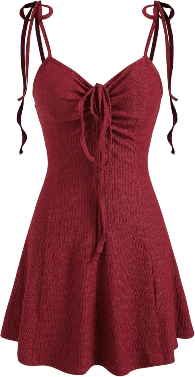 CIDER Women Summer Mini Dresses Cute Short Sundress Casual Tie Strap Sleeveless Dress