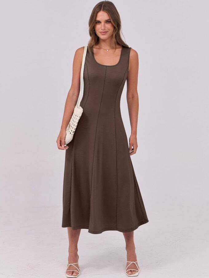 ANRABESS Womens Summer Casual Sleeveless Midi Dresses Scoop Neck Fit & Flare A-Line Flowy Long Sundress Beach Outfits – Bild 2