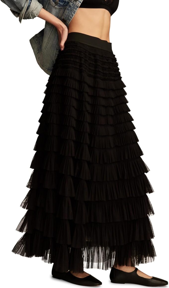 Lucky Brand Women's Tulle Ruffle Maxi Skirt – Bild 2