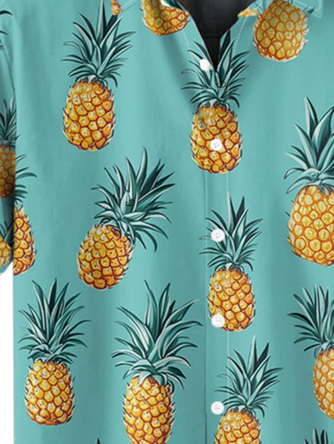 DRESSFO Matchable Couples' Outfit Tiled Pineapple Print Men's Shirt Or Women's Spaghetti Strap Dress – Bild 5
