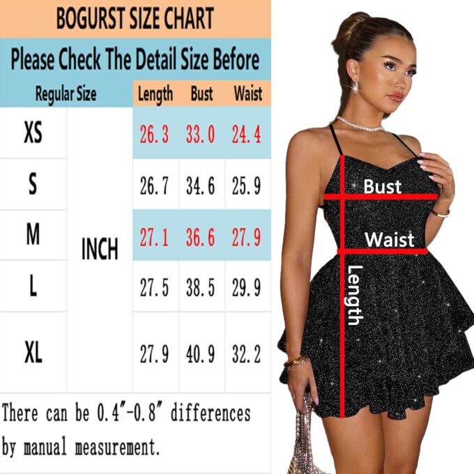 BOGURST Women Glitter Romper Dress Lace Up Sleeveless Backless Jumpsuit Dress – Bild 5