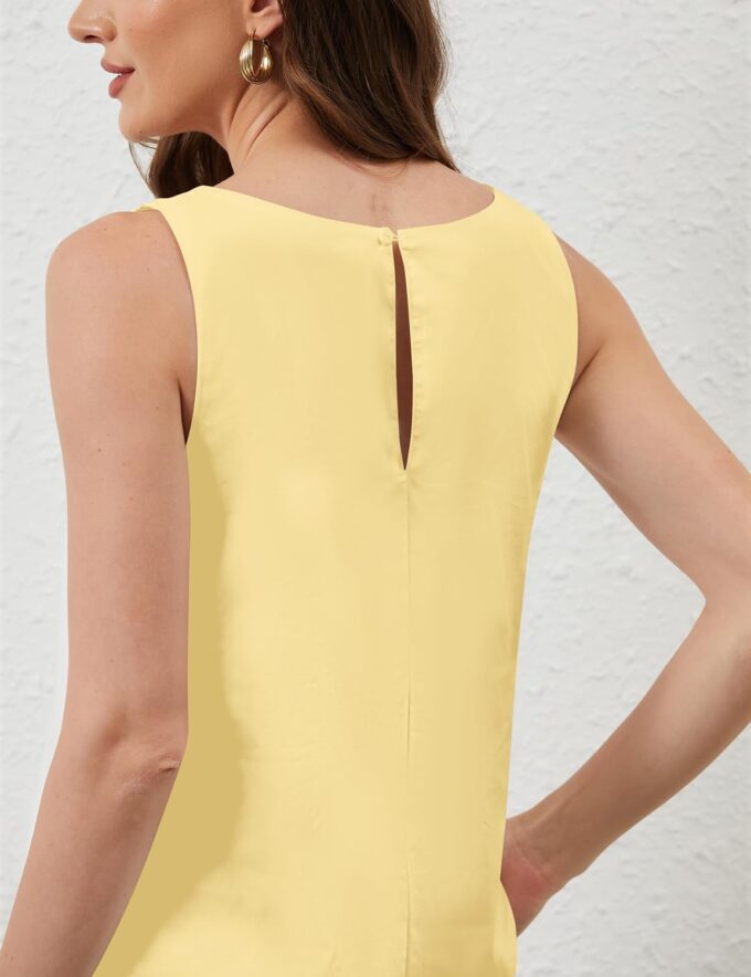 OLAPTA Women Sleeveless Summer Mini Tank Dress Tie Up Loose Fit Sundress Scoop Neck Casual Trendy Short Dresses with Pockets – Bild 2