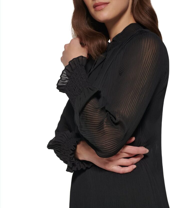 DKNY womens Long Sleeve Tie Neck Dress – Bild 4