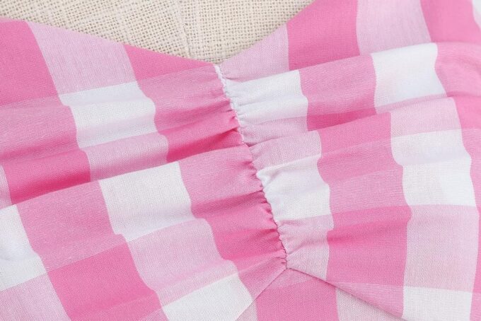 Pink Gingham Dress for Women Vintage Rockabilly 1950s Spaghetti Strap A-Line Swing Midi Cocktail Party Pageant Dress – Bild 5
