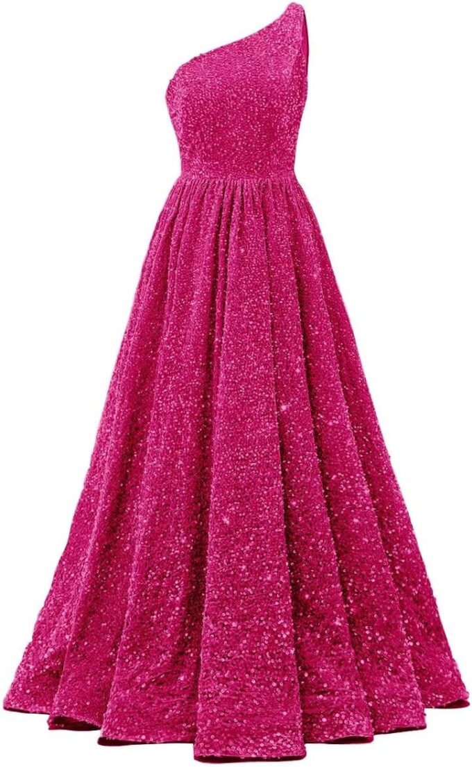 One Shoulder Sequin Prom Dresses for Women 2025 Long Sparkly Ball Gowns Formal Dress Aline Evening Party Gowns