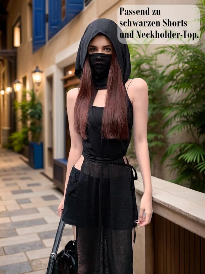 Mingnos Women Goth Dress Cutout High Slit Sheer Punk Festival Christmas Rave Outfits – Bild 5
