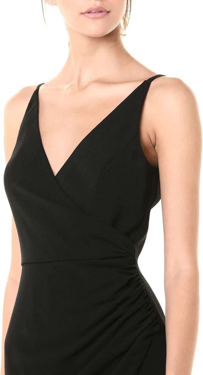 Dress the Population Women's Jordan Plunging Drape Front Sleeveless Long Gown with Slit – Bild 2