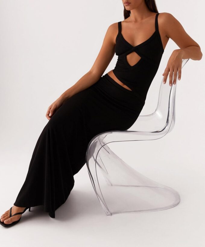 NUFIWI Women Bodycon Spaghetti Strap Cutout Maxi Dress Hollow Sexy Fitted Dresses Sleeveless Stretch Slip Long Dress – Bild 5