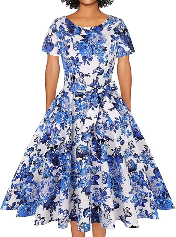 MINTLIMIT Women's 1950 Vintage Retro Rockabilly Dress Cocktail Party Prom Swing Dresses with Pockets