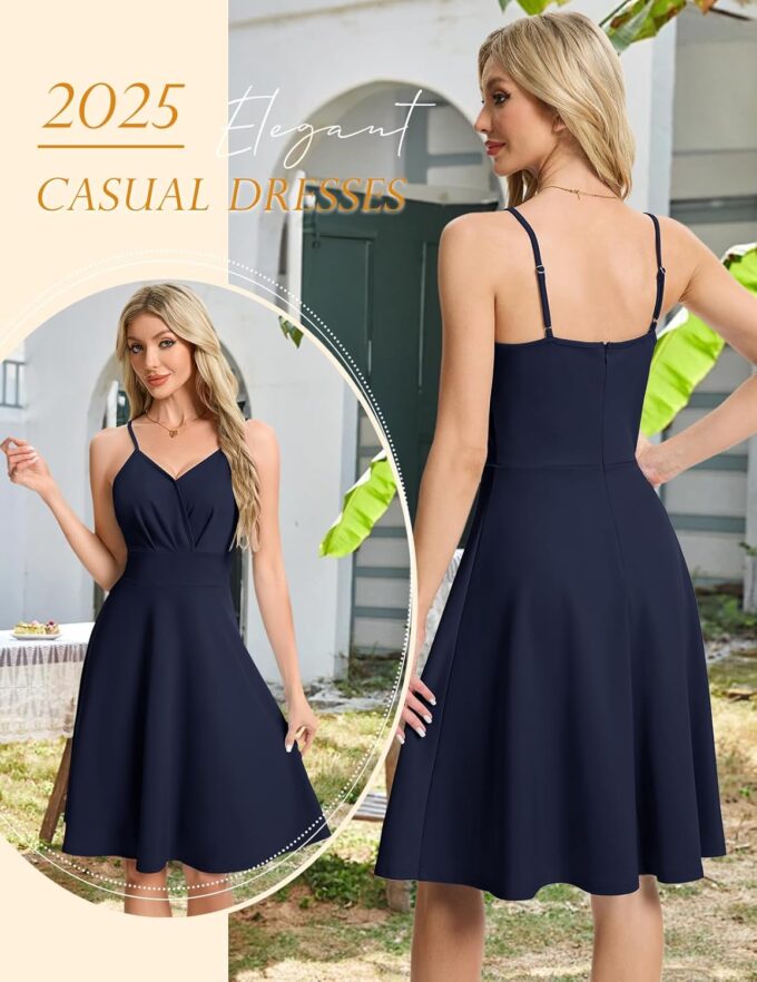 HomRain Women's Cocktail Party Dress V-Neck & Strap Dresses for Women Casual Swing Wedding Guest Dress – Bild 3