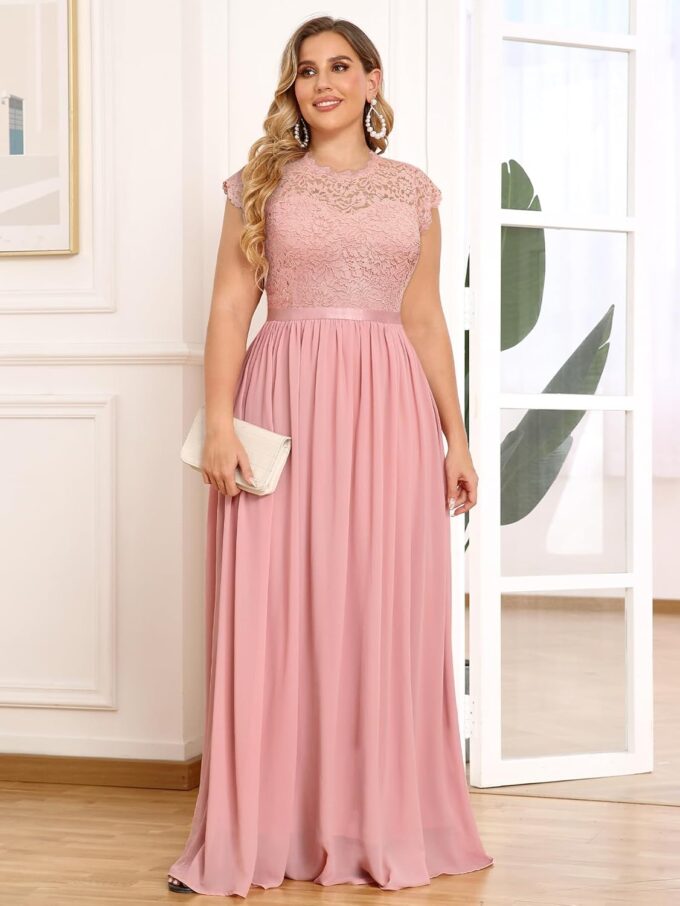 Miusol Women's Formal Floral Lace Plus Size Bridesmaid Party Maxi Dress – Bild 3