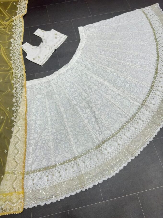 TRENDMALLS Georgette Embroidery Sequence Work Wedding Bridal Lehenga Choli with Dupatta Ready to wear – Bild 7