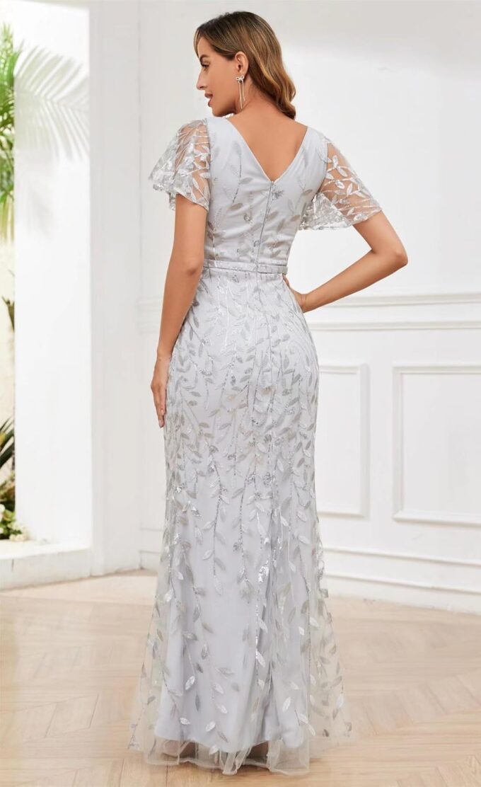 Sequin Lace Mother of The Bride Dresses for Women Mermaid Formal Evening Gowns with Sleeves Elegant – Bild 2