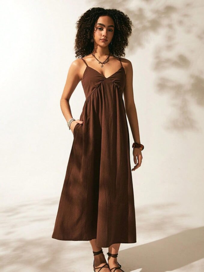 SKAYS Women's Maxi Long Dresses Summer Spaghetti Strap Flowy Sleeveless A-Line Beach Vacation Sundress with Pockets – Bild 6